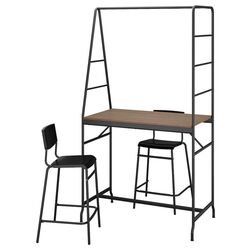Set masa scaune Ikea Haverud/Stig 2 taburete 105cm (Negru/Negru)