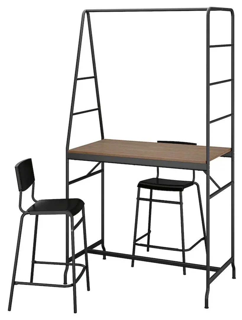 Обеденный набор Ikea Haverud/Stig 2 барных стула 105cm (Черный/Черный)