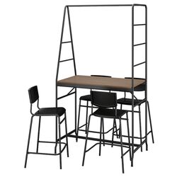 Set masa scaune Ikea Haverud/Stig 4 taburete 105cm (Negru/Negru)