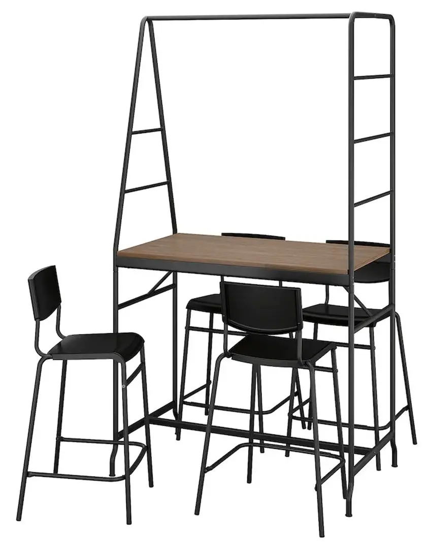 Обеденный набор Ikea Haverud/Stig 4 барных стула 105cm (Черный/Черный)