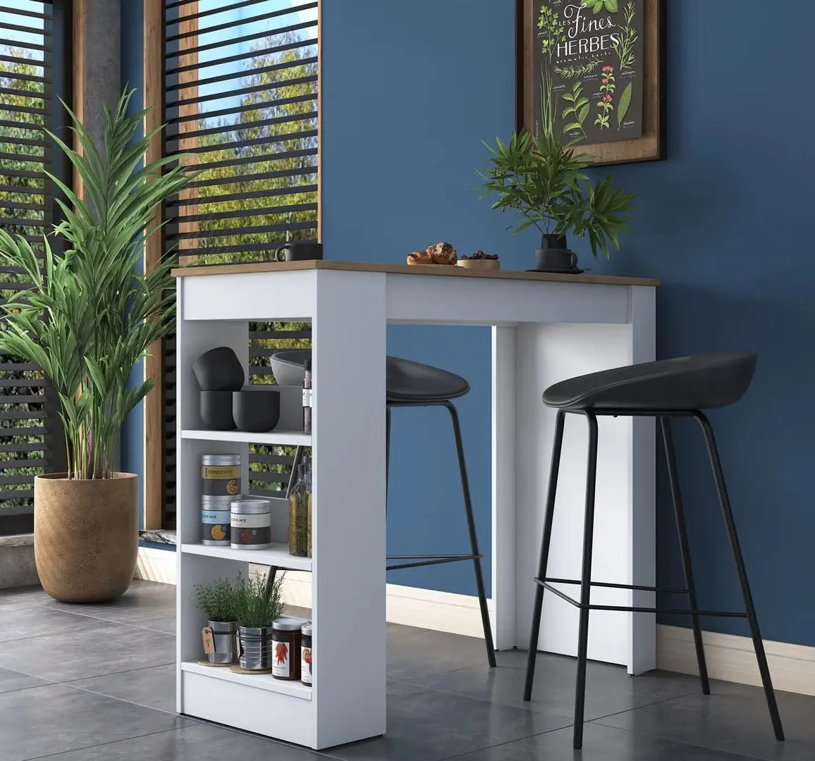 Masa de bar Mirage Meble JA103 (White/Walnut)