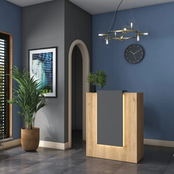 Birou de receptie Mirage Meble MA101 LED (Walnut/Dark Grey)
