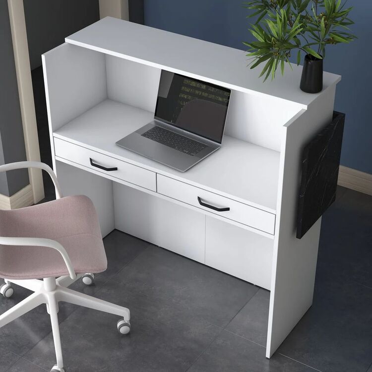 Стол-ресепшн Mirage Meble MA102 LED (White/Marble Black)