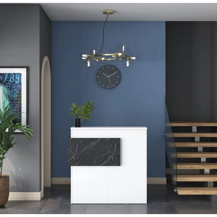 Стол-ресепшн Mirage Meble MA102 LED (White/Marble Black)