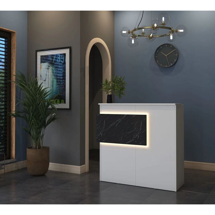 Стол-ресепшн Mirage Meble MA102 LED (White/Marble Black)