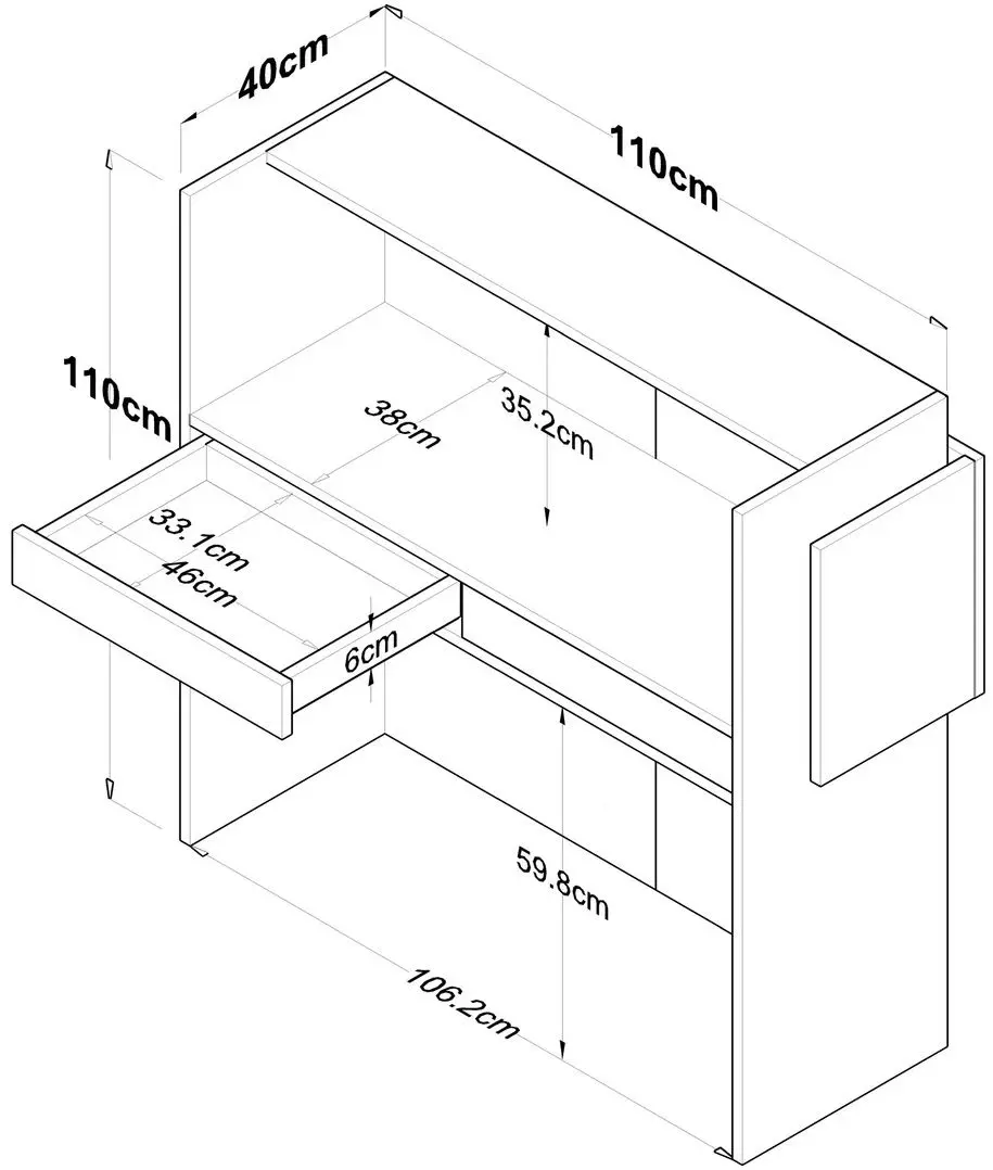 Стол-ресепшн Mirage Meble MA102 LED (White/Anthracite)
