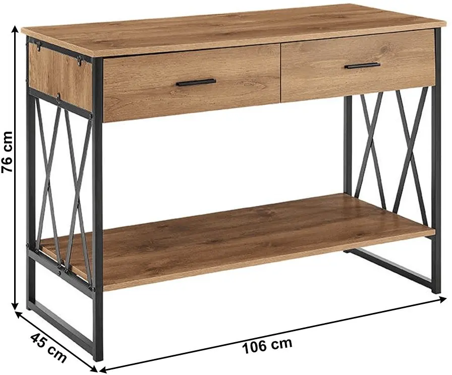 Masa auxiliara Tempo Kondela Nevan (Oak/Black) - 3