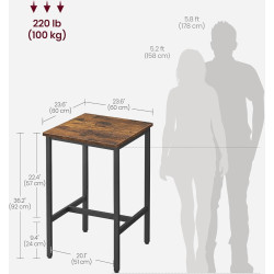 Masa de bar Vasagle LBT25X (Rustic Brown/Black) Thumb