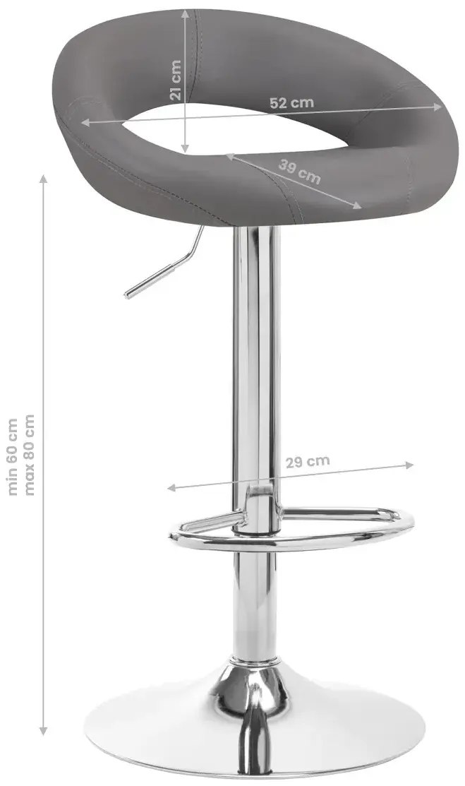 Scaun de bar 4Rico QS-B10 141197 (Grey/Chrome) - 3