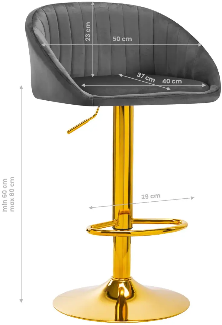 Scaun de bar 4Rico QS-B16G 141189 Velvet (Dark Gray/Gold)