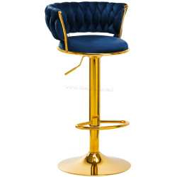 Scaun de bar 4Rico QS-B313a 147827 Velvet (Dark Blue/Gold)