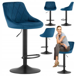 Scaun de bar Leobert Kast (Navy Blue/Black) Thumb