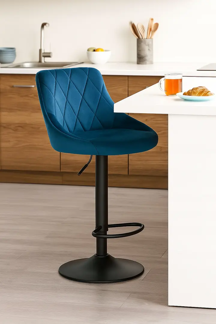 Scaun de bar Leobert Kast (Navy Blue/Black)