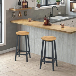 Set scaune de bar Leobert 2861-1 (Natural/Black)