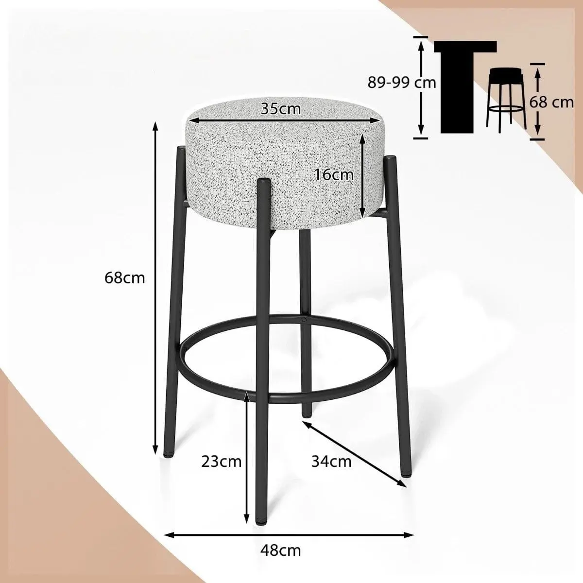 Барный стул Costway JV11749GR (Grey)