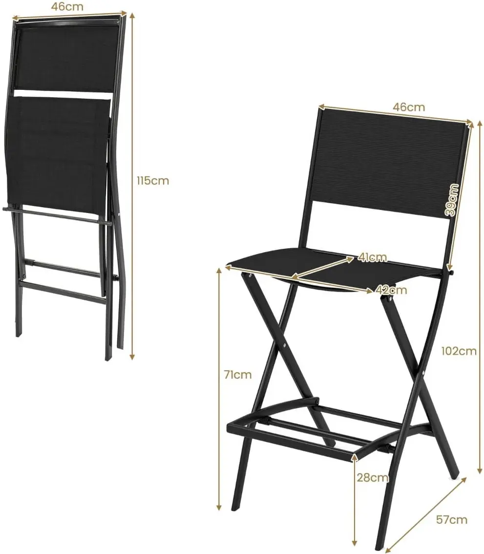 Комплект барных стульев Costway NP11341DK-2 (Black) - 3