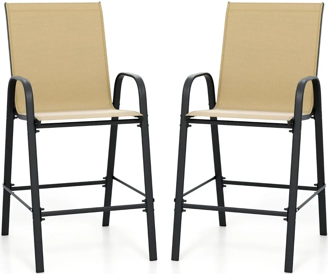 Set scaune de bar Costway NP12384MS-2 (Beige) - 2