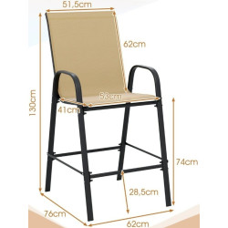 Set scaune de bar Costway NP12384MS-2 (Beige) Thumb