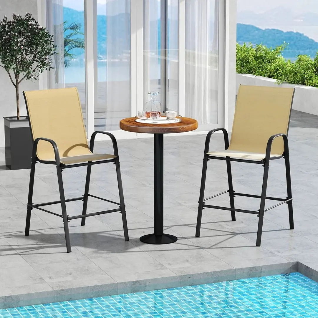 Set scaune de bar Costway NP12384MS-2 (Beige)