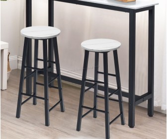 Set scaune de bar Costway HW63901WH (White/Black)