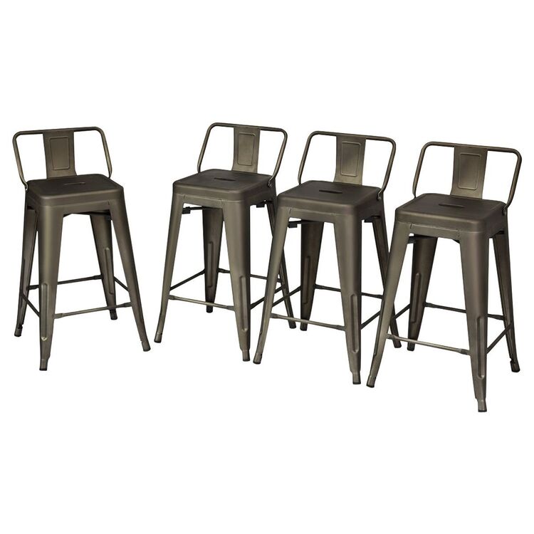 Set scaune de bar Costway HW66254GUN (Olive)
