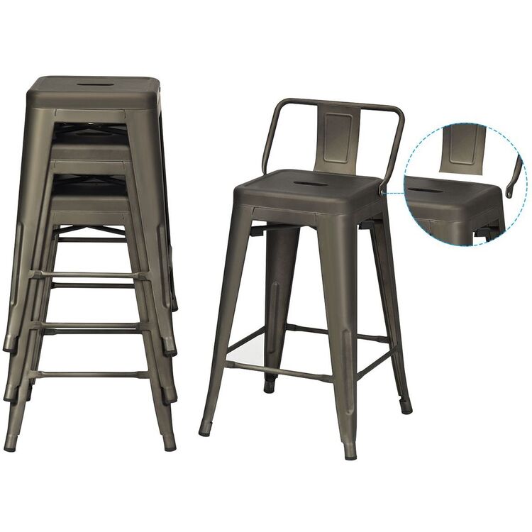 Set scaune de bar Costway HW66254GUN (Olive)