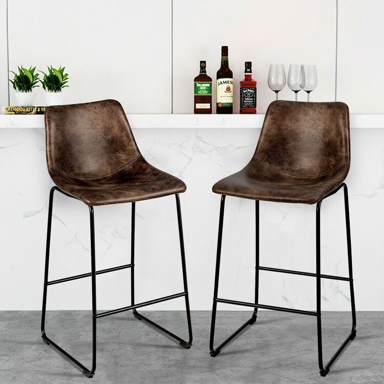 Set scaune de bar Costway HW66387GD-2 (Brown)