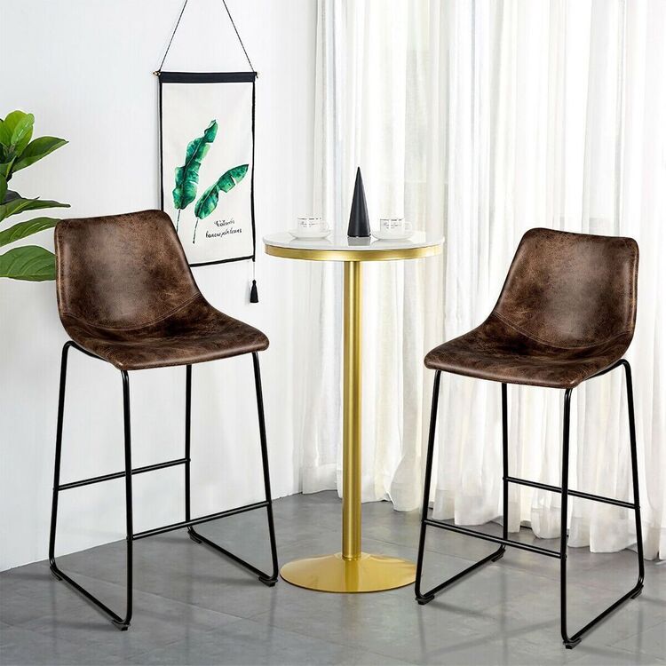 Set scaune de bar Costway HW66387GD-2 (Brown)