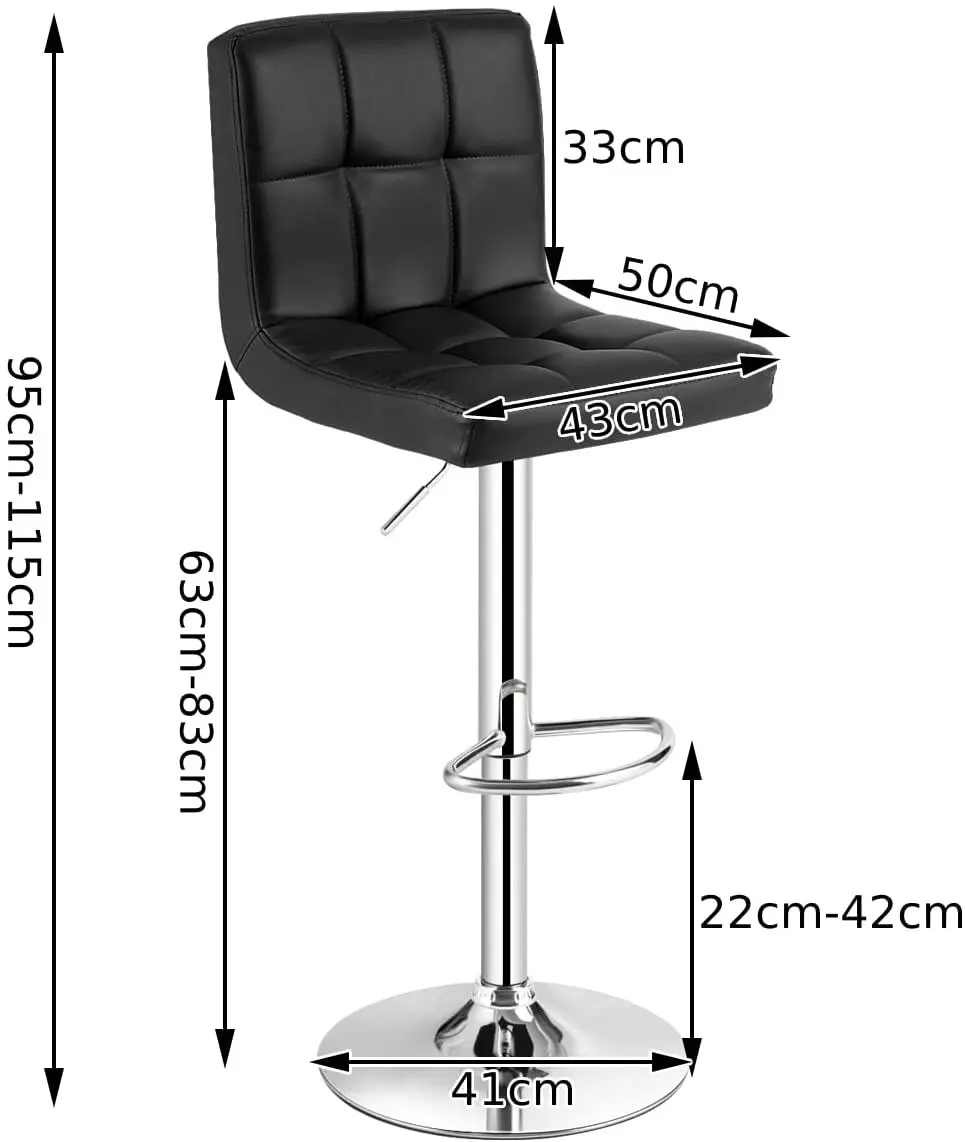Set scaune de bar Costway HW66492BK-2 (Black) - 3