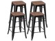 Set scaune de bar Costway HW66692BK-4 (Black/Brown)