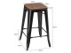 Set scaune de bar Costway HW66692BK-4 (Black/Brown)