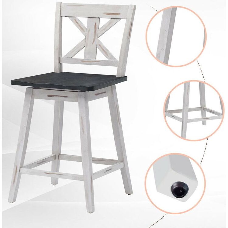 Set scaune de bar Costway JV10003WH-24 (White/Grey)