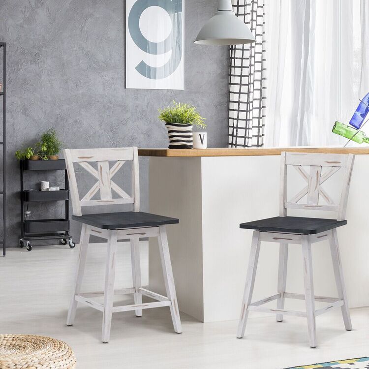 Set scaune de bar Costway JV10003WH-24 (White/Grey)