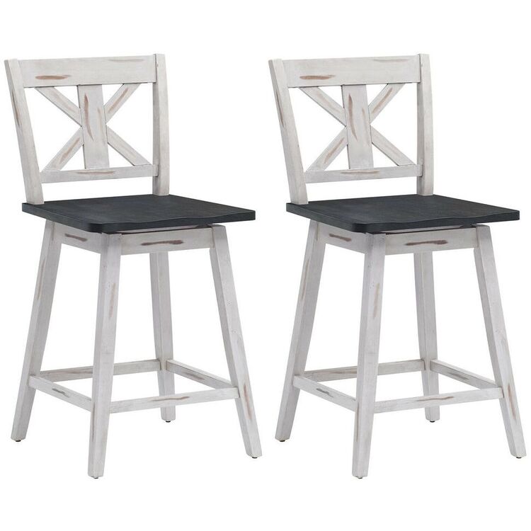 Set scaune de bar Costway JV10003WH-24 (White/Grey)