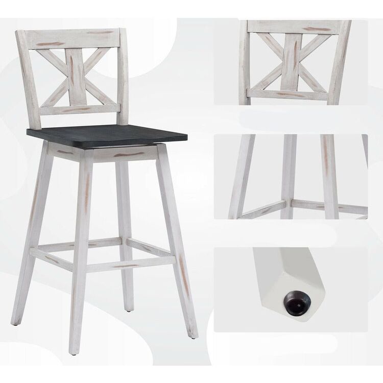 Set scaune de bar Costway JV10004WH-29 (White/Grey)