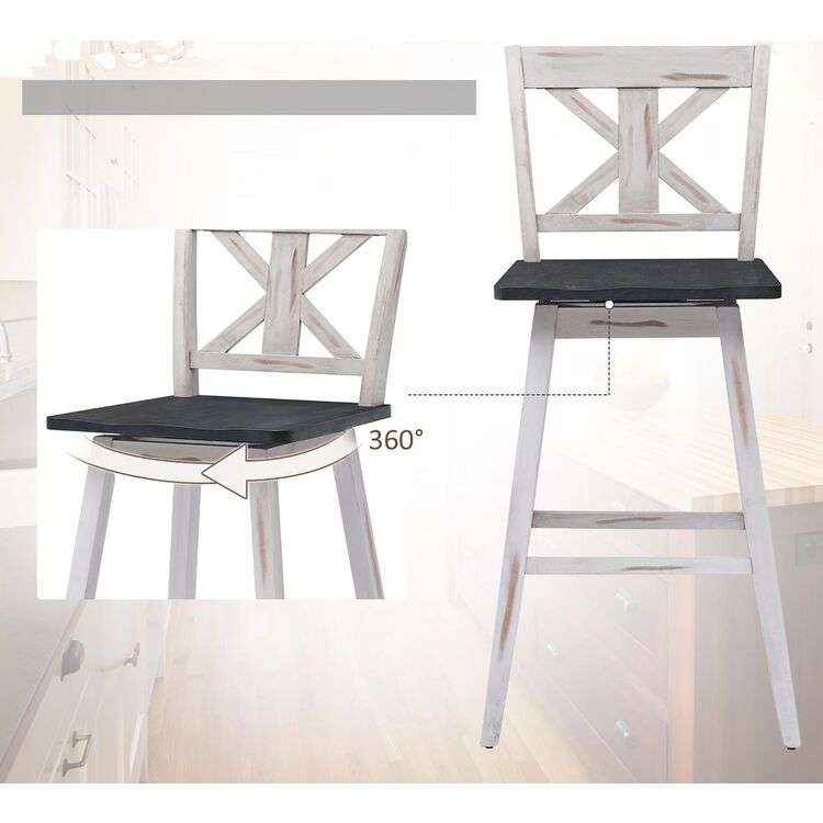 Set scaune de bar Costway JV10004WH-29 (White/Grey)