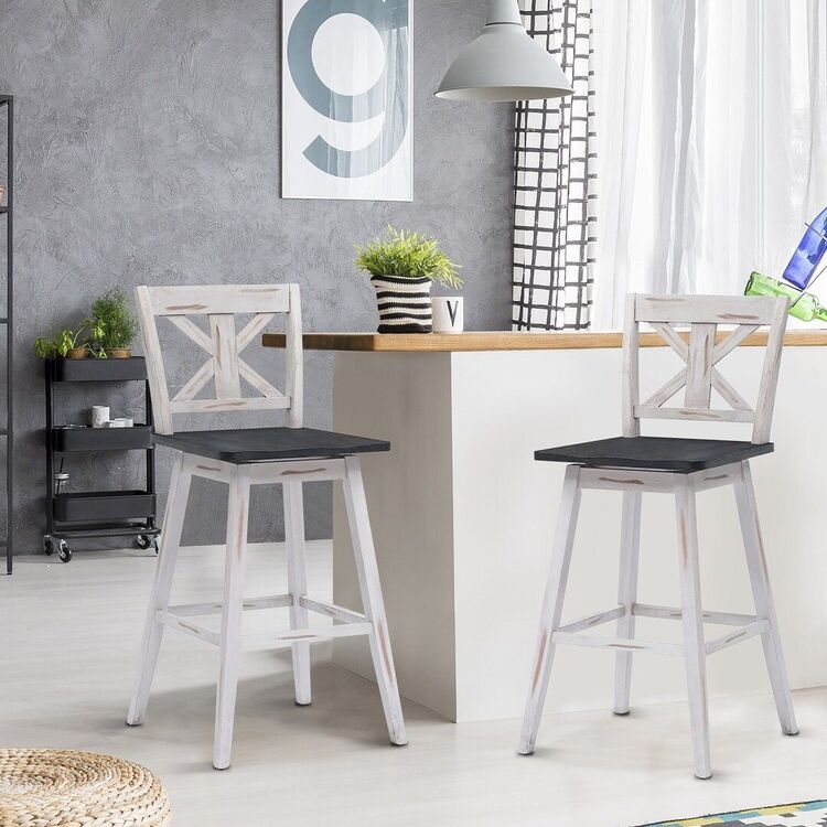 Set scaune de bar Costway JV10004WH-29 (White/Grey)