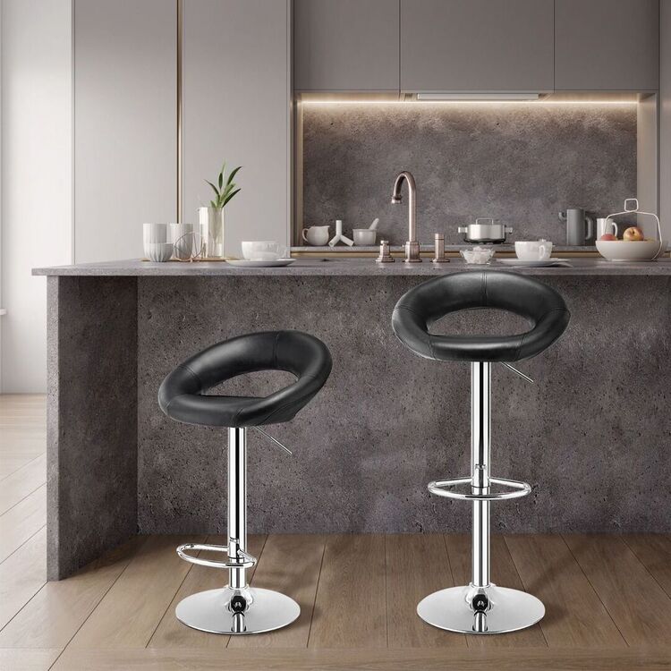 Set scaune de bar Costway JV10344BK-2 (Black)