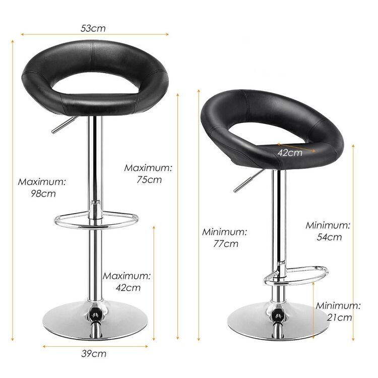 Set scaune de bar Costway JV10344BK-2 (Black)