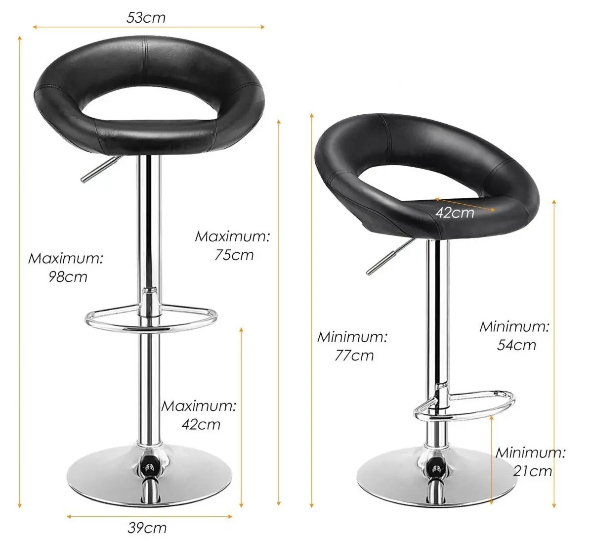 Набор барных стульев Costway JV10344BK-2 (Black)