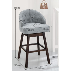 Set scaune de bar Costway JV10541GR (Grey) Thumb