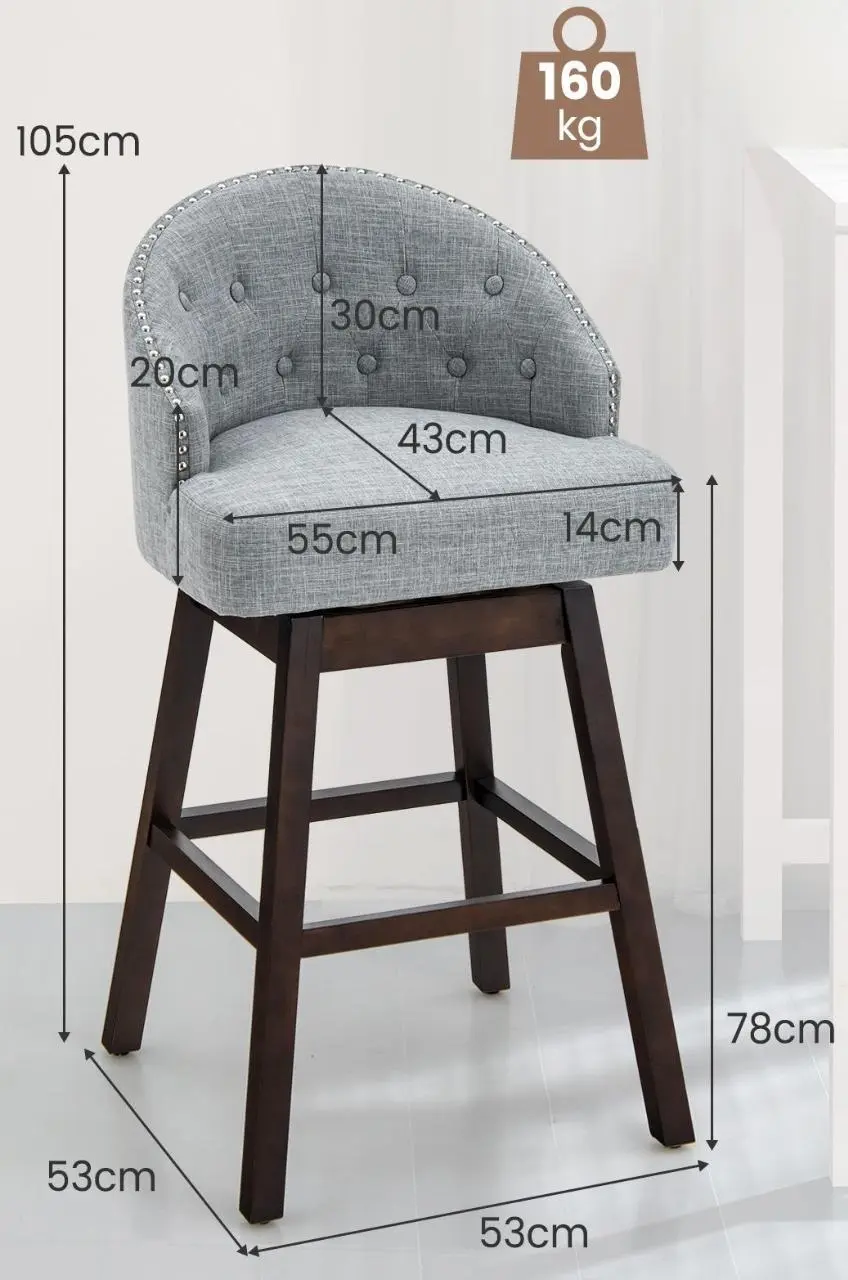 Set scaune de bar Costway JV10541GR (Grey)