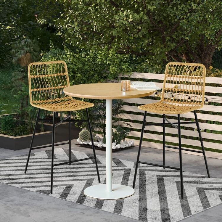 Set scaune de bar Costway JV10741YW-2 (Yellow/Black)