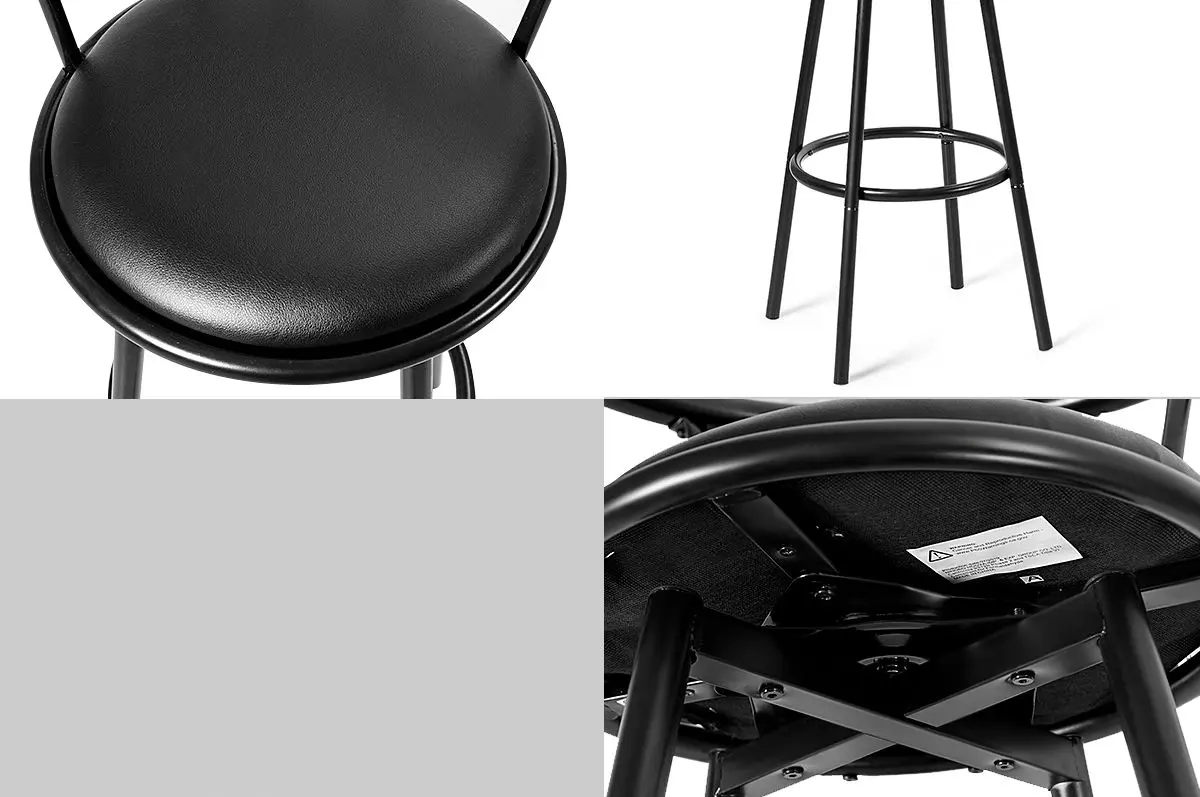 Set scaune de bar Costway JV11026 (Black)