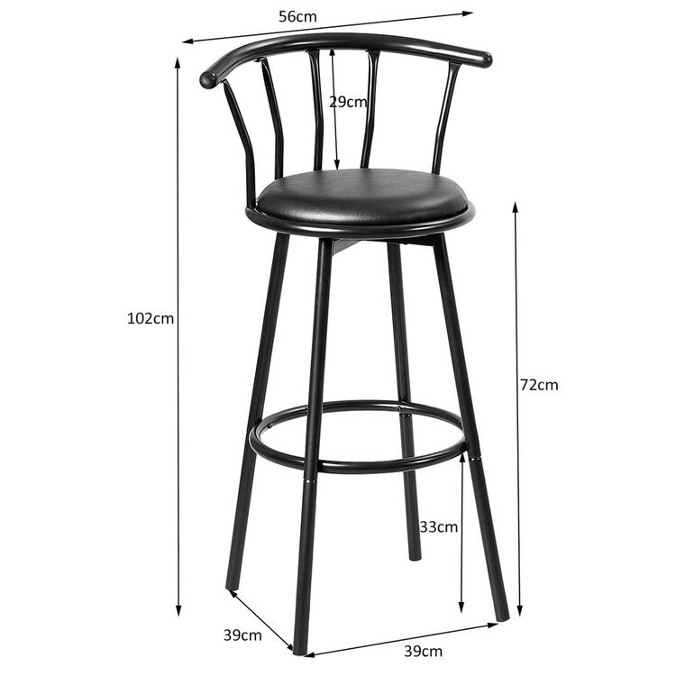 Set scaune de bar Costway JV11026 (Black)