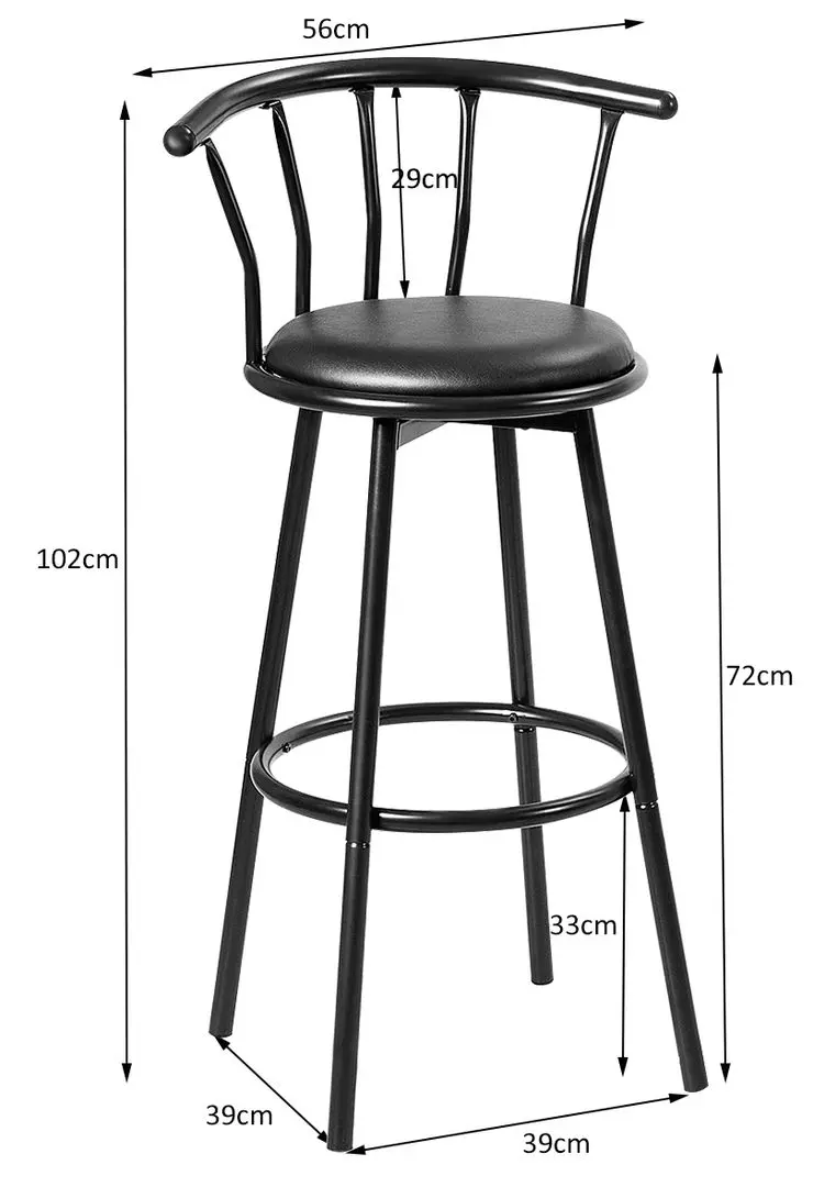 Set scaune de bar Costway JV11026 (Black)
