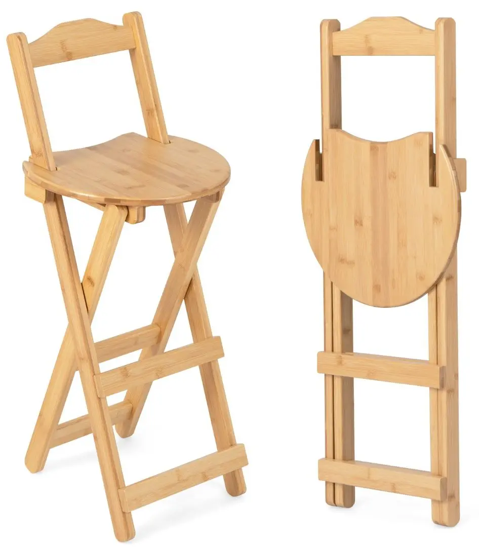 Set scaune de bar Costway JV11053NA-2 (Natural) - 2