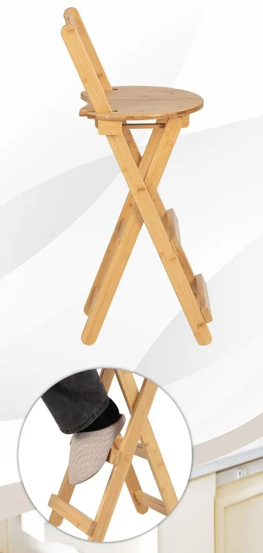 Set scaune de bar Costway JV11053NA-2 (Natural) - 3