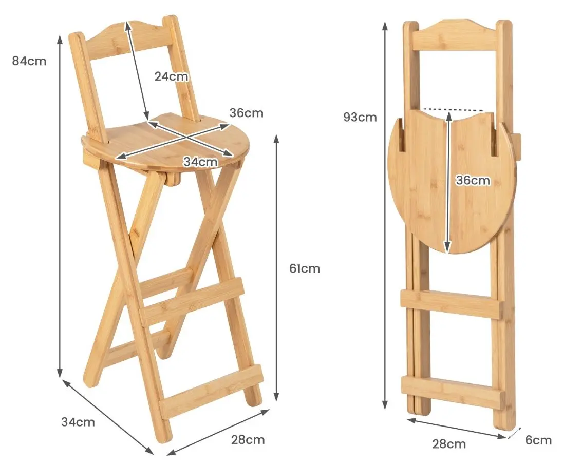 Set scaune de bar Costway JV11053NA-2 (Natural) - 4