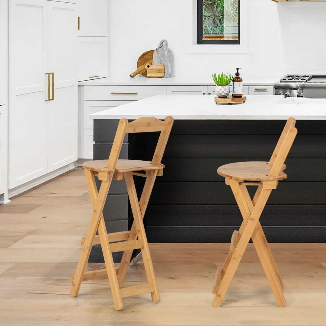 Set scaune de bar Costway JV11053NA-2 (Natural)